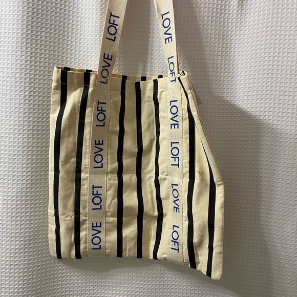 NWT LOFT Striped Canvas Tote - Picture 4 of 6